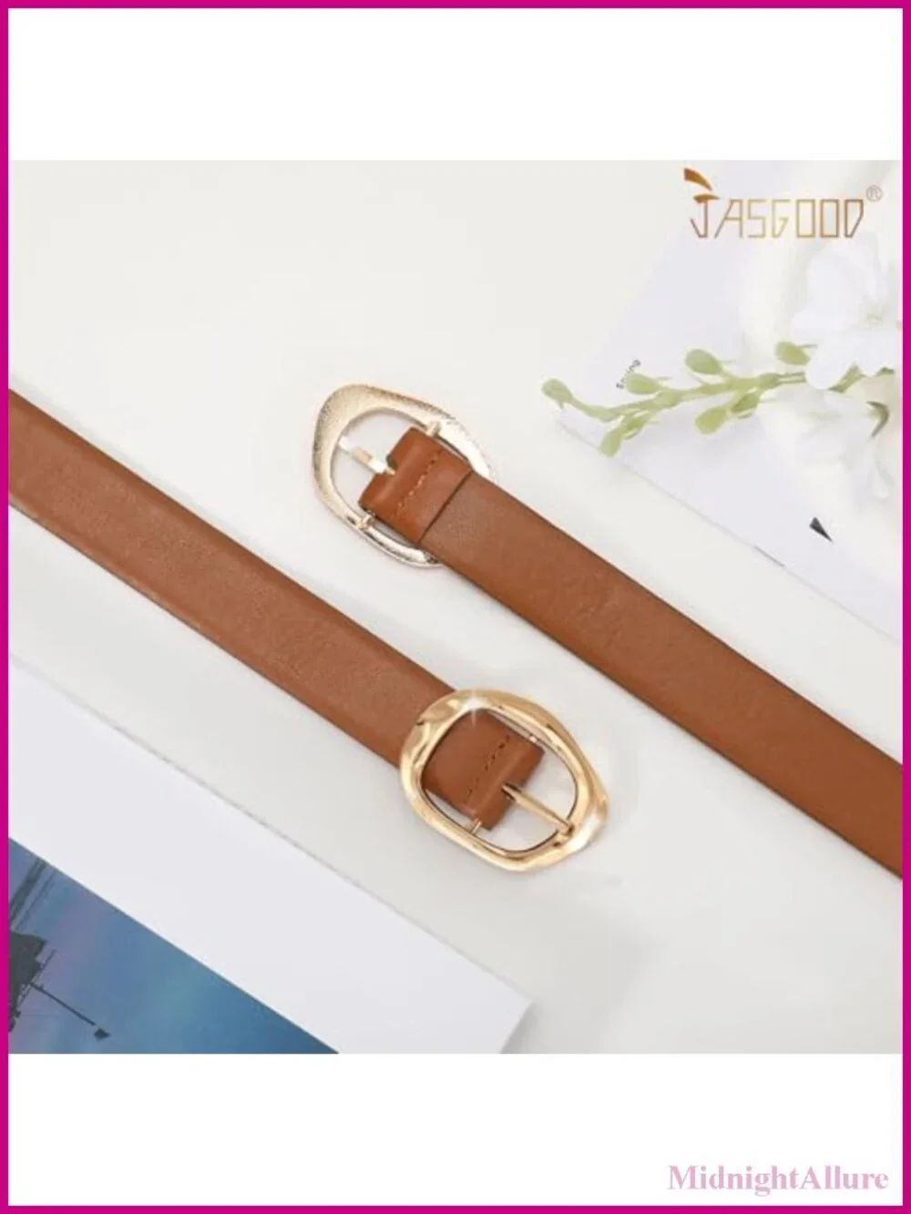 3 Pack Women's Faux Leather Belts with Gold Buckle Adjustable Waist Belt for
